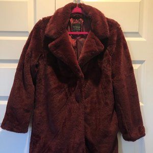 Ci Sono Faux Fur Wine/Oxblood/Burgundy Coat